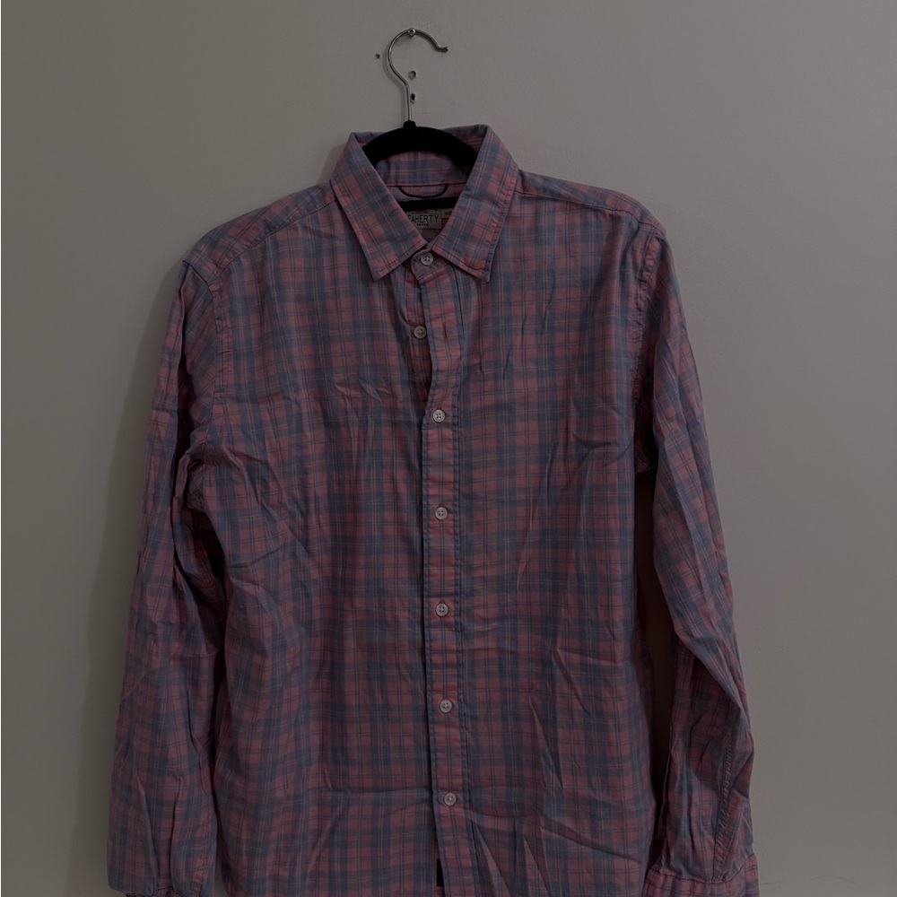 Faherty Casual Button Down Shirt - Pink and Blue Plaid